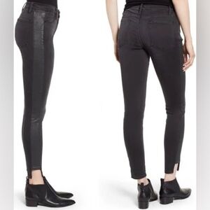 Frame Le Skinny de Jeanne Tuxedo Stripe Black Jeans Side Step Crop Pants Size 28